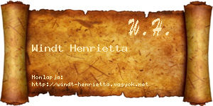 Windt Henrietta névjegykártya